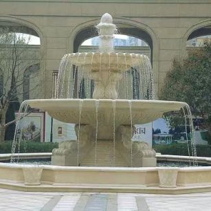 来宾 黄金麻花岗岩异型加工——户外庭院石雕流水喷泉