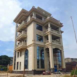 来宾 黄金麻花岗岩石材别墅外墙干挂搭配（雕花栏杆花瓶柱门楼罗马柱）