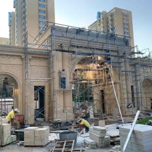 来宾 黄金麻荔枝面花岗岩小区门楼外墙干挂