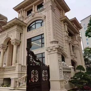 来宾 黄金麻花岗岩别墅外墙干挂效果展示