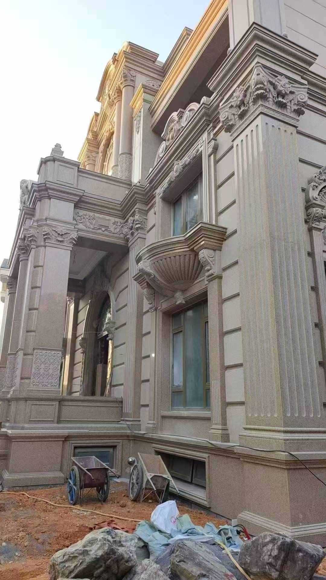 来宾 黄金麻花岗岩光面别墅外墙干挂施工完成