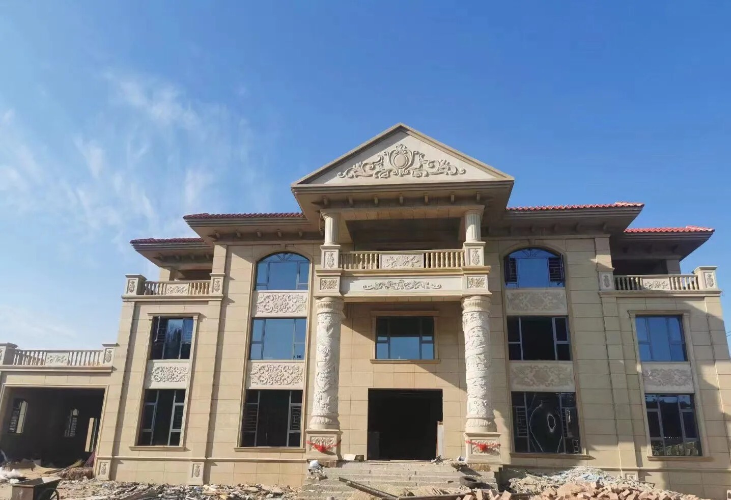 来宾 黄金麻花岗岩别墅外墙干挂