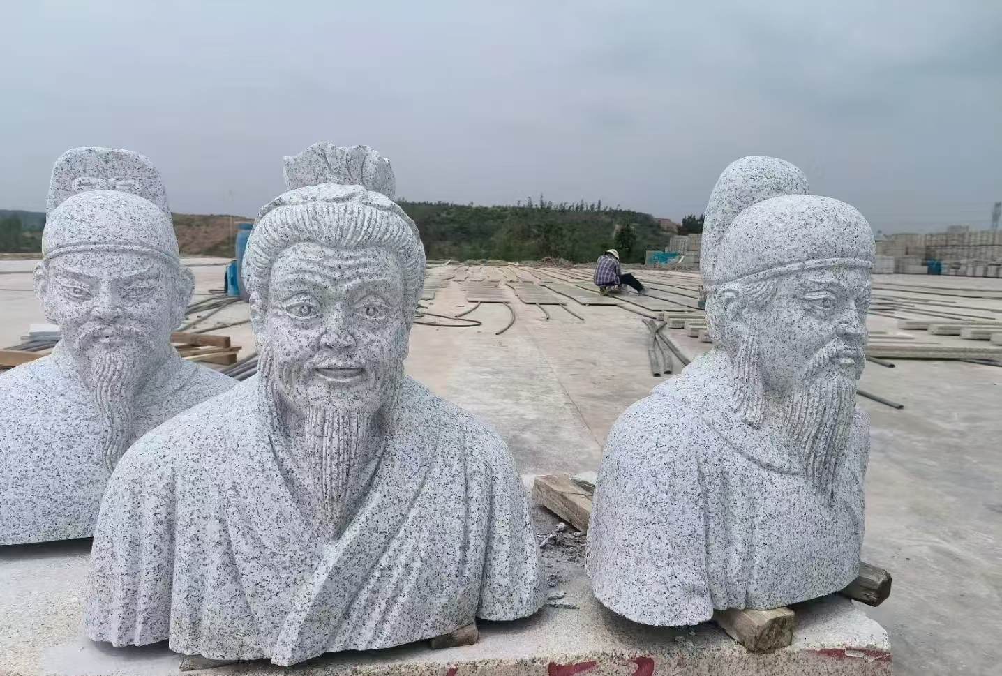 来宾 白麻花岗岩石材人物立体雕刻