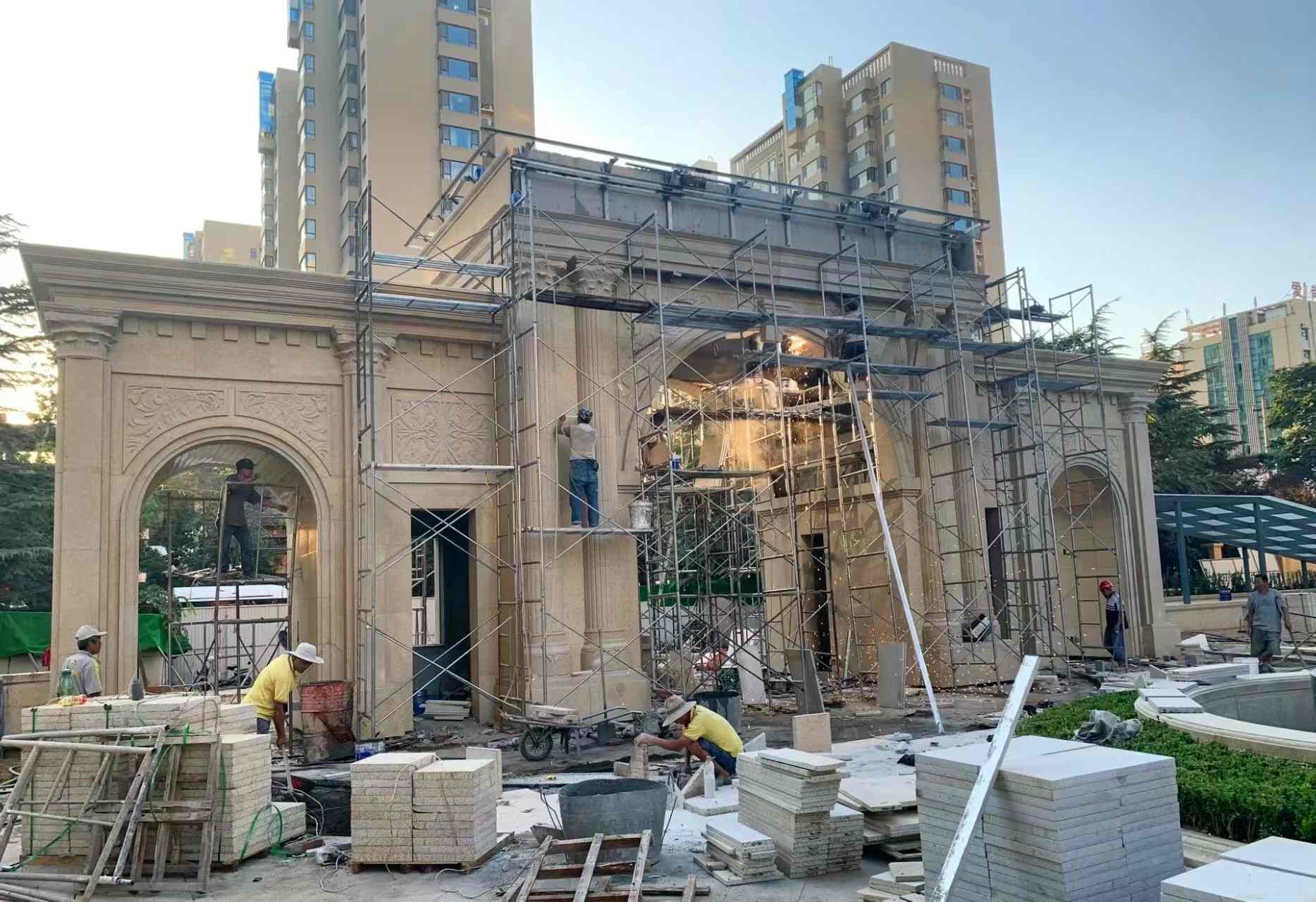 来宾 黄金麻荔枝面花岗岩小区门楼外墙干挂