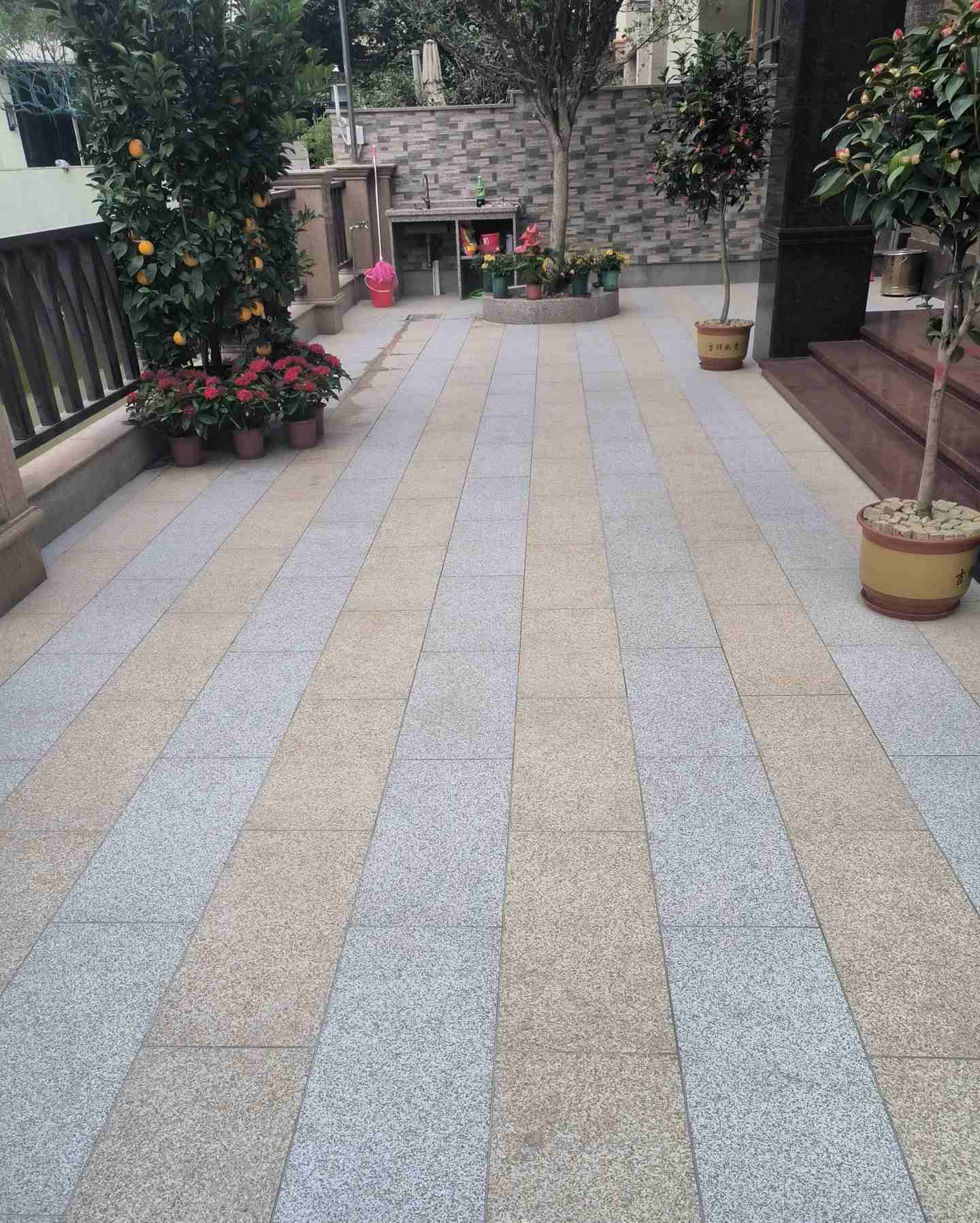 来宾 黄金麻白麻荔枝面庭院铺装展示